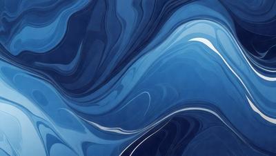 The primary subject of the image is a blue ocean with waves. The setting is the ocean, and the visual style is a painting. The dominant colors are blue and white, creating a serene and calming atmosphere.
