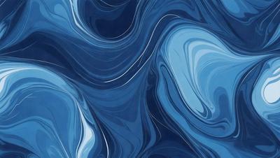 The primary subject of the image is a blue and white ocean wave. The setting is the ocean, with the wave being the main focus of the image. The visual style is a digital art or illustration, as the wave is depicted in a detailed and artistic manner. The dominant colors are blue and white, creating a serene and calming atmosphere.