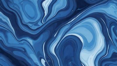 The primary subject of the image is a blue and white swirling pattern, which appears to be a digital art or illustration. The setting is a blue background, and the visual style is a combination of digital art and illustration. The dominant colors are blue and white, creating a calm and soothing atmosphere.