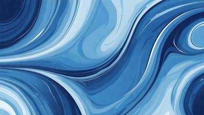 The primary subject of the image is a blue and white wave pattern. The setting is a blue background, which creates a visually appealing contrast with the wave pattern. The visual style is a combination of digital art and illustration, giving the image a unique and artistic appearance. The dominant colors are blue and white, creating a calming and serene atmosphere.