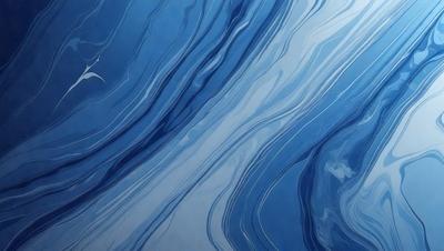 The primary subject of the image is a blue ocean with waves. The setting is the ocean, and the visual style is a painting. The dominant colors are blue and white, creating a serene and calming atmosphere.
