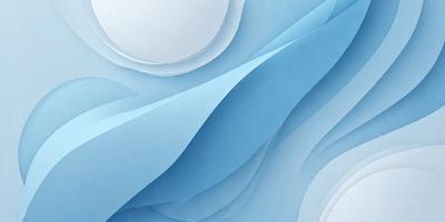 The primary subject of the image is a blue and white paper cutout of a wave. The setting is a blue background, and the visual style is a combination of digital art and illustration. The dominant colors are blue and white, creating a calm and serene atmosphere.