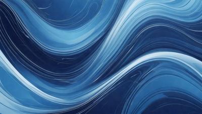 The primary subject of the image is a blue ocean wave. The setting is the ocean, and the visual style is a digital art or illustration. The dominant colors are blue and white, creating a serene and calming atmosphere.