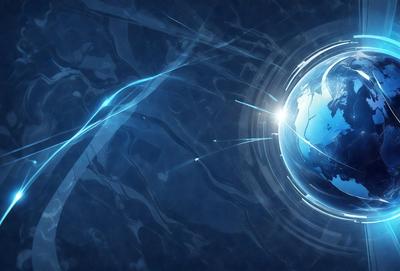 The primary subject of the image is a blue, globe-like object, which appears to be a digital art or illustration. The setting is a blue background, and the visual style is a combination of digital art and illustration. The colors and mood of the image are predominantly blue, creating a calm and serene atmosphere.