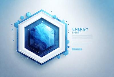 The primary subject of the image is a blue and white square with a blue background. The square is a graphic design element, possibly representing energy. The visual style of the image is digital art, as it appears to be a computer-generated or digitally created design. The colors and mood of the image are predominantly blue, which gives it a calm and serene atmosphere.