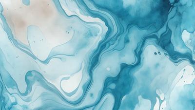 The primary subject of the image is a blue and white painting of a water-like surface. The setting is a blue background, and the visual style appears to be a digital art or illustration. The dominant colors are blue and white, creating a serene and calming atmosphere.