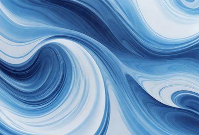 The primary subject of the image is a blue and white swirl pattern, which is the main focus of the image. The setting is a blue background, and the visual style appears to be a digital art or illustration. The dominant colors in the image are blue and white, creating a calming and soothing atmosphere.