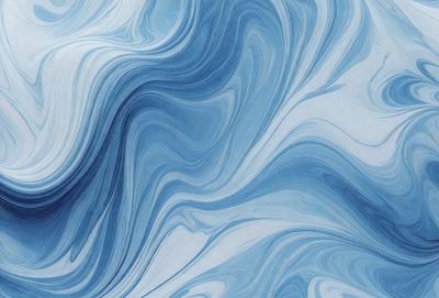 The primary subject of the image is a blue and white swirling pattern, which appears to be a digital art or illustration. The setting is a blue background, and the visual style is a combination of digital art and illustration. The dominant colors are blue and white, creating a calming and soothing atmosphere.