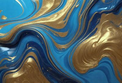 The primary subject of the image is a blue and gold swirl pattern, which appears to be a digital art or illustration. The setting is a blue surface, possibly a wall or a table, with a gold-colored pattern swirling around it. The visual style suggests that the image is a creative and artistic representation of the swirl pattern. The dominant colors are blue and gold, creating a sense of depth and visual interest.