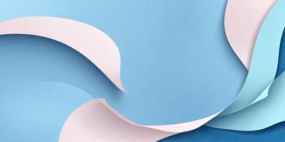 The primary subject of the image is a blue and pink paper cutout of a wave. The setting is a blue background, and the visual style appears to be a combination of digital art and illustration. The dominant colors are blue and pink, creating a calming and serene atmosphere.