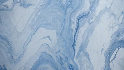 The primary subject of the image is a blue and white marbled surface, which appears to be a tile or a wall. The setting is a room with a blue and white color scheme. The visual style is a close-up of the marbled surface, showcasing its intricate patterns. The colors and mood of the image are predominantly blue and white, creating a calm and serene atmosphere.