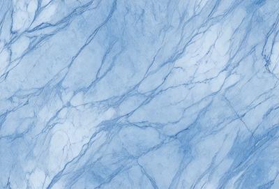 The primary subject of the image is a blue marble wall with a white vein running through it. The setting is a bathroom, and the visual style is a photo. The dominant colors are blue and white, creating a calm and soothing atmosphere.