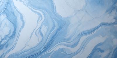 The primary subject of the image is a blue and white marbled surface, which appears to be a painting or drawing. The setting is a white background, and the visual style is a combination of digital art and illustration. The dominant colors are blue and white, creating a calm and serene atmosphere.
