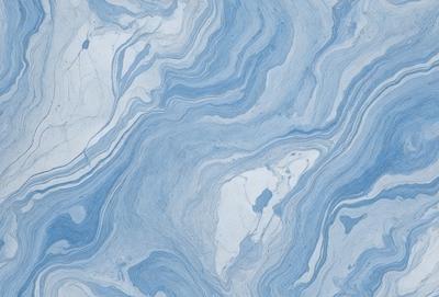 The primary subject of the image is a blue and white marbled tile. The setting is a bathroom, as indicated by the presence of the marbled tile. The visual style is a close-up of the tile, showcasing its intricate design. The dominant colors are blue and white, creating a calm and soothing atmosphere.