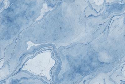 The primary subject of the image is a blue marble-like surface with a pattern of white and blue swirls. The setting is a blue and white marble-like surface, which gives the image a natural and elegant appearance. The visual style is a close-up of the marble, showcasing its intricate patterns and textures. The colors and mood of the image are predominantly blue and white, creating a serene and calming atmosphere.