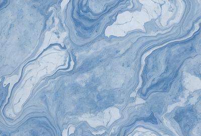 The primary subject of the image is a blue and white marble tile. The setting is a bathroom, as indicated by the presence of the marble tile. The visual style is a close-up of the tile, showcasing its intricate design and texture. The dominant colors are blue and white, creating a clean and elegant atmosphere.