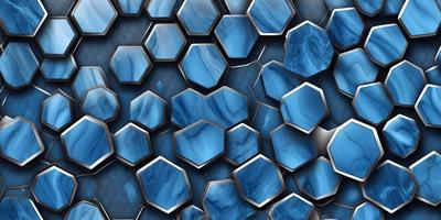 The primary subject of the image is a blue marble pattern. The setting is a blue marble wall, and the visual style is a digital art or illustration. The dominant colors are blue and silver, creating a calm and serene atmosphere.