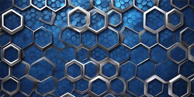 The primary subject of the image is a blue and silver patterned surface. The setting is a blue background, and the visual style appears to be a digital art or illustration. The dominant colors are blue and silver, creating a modern and sleek atmosphere.