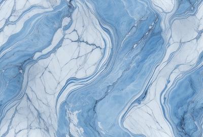 The primary subject of the image is a marble-like pattern, which is the main object, scene, or focus of the image. The setting or background features a blue and white marbled surface, which adds to the visual style of the image. The colors and mood of the image are predominantly blue and white, creating a serene and elegant atmosphere.
