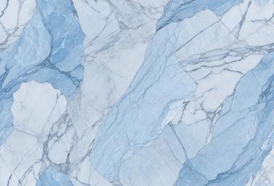 The primary subject of the image is a marble tile with a blue and white pattern. The setting is a bathroom, as indicated by the presence of the marble tile. The visual style is a close-up of the tile, showcasing its intricate design. The colors and mood of the image are predominantly blue and white, creating a clean and elegant atmosphere.