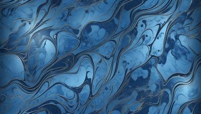 The primary subject of the image is a blue and white swirling pattern, which appears to be a painting or a digital artwork. The setting is a blue background, and the visual style is a combination of photo and digital art. The dominant colors are blue and white, creating a calming and serene atmosphere.