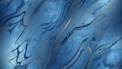 The primary subject of the image is a blue and white marbled tile. The setting is a bathroom, as indicated by the presence of the marbled tile. The visual style is a close-up of the tile, showcasing its intricate design. The dominant colors are blue and white, creating a calm and soothing atmosphere.