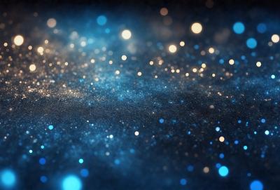 The primary subject of the image is a blue background with a pattern of bright, shining lights. The setting appears to be a dark, starry night, with the lights creating a sense of depth and contrast. The visual style of the image is a combination of digital art and illustration, as the lights are arranged in a visually appealing manner. The colors and mood of the image are predominantly blue, with the bright lights adding a sense of warmth and energy to the scene.