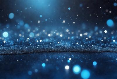 The primary subject of the image is a blue background with a pattern of blue and white lights. The setting appears to be a dark room, and the visual style is a digital art or illustration. The dominant colors are blue and white, creating a calm and serene atmosphere.