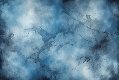 The primary subject of the image is a blue and white painting of a cloudy sky. The setting is a cloudy blue sky, and the visual style appears to be a painting or drawing. The colors and mood of the image are predominantly blue and white, creating a calm and serene atmosphere.