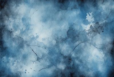 The primary subject of the image is a blue sky with clouds. The setting is a cloudy sky, and the visual style is a painting or drawing. The colors and mood of the image are predominantly blue, creating a calm and serene atmosphere.