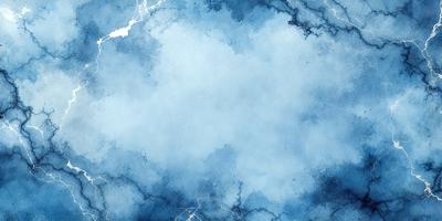 The primary subject of the image is a blue cloudy sky. The setting is a cloudy blue sky with a few white clouds. The visual style is a painting, which gives the image a more artistic and creative appearance. The dominant colors are blue and white, creating a calm and serene atmosphere.