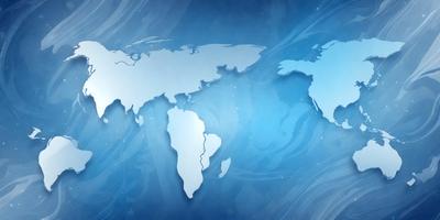 The primary subject of the image is a blue globe, which is the main object, scene, or focus of the image. The setting is a blue background, and the visual style is a digital art or illustration. The colors and mood of the image are predominantly blue, creating a calm and serene atmosphere.