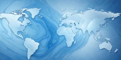 The primary subject of the image is a blue and white globe, which is the main object, scene, or focus of the image. The setting/background features a blue and white ocean, creating a serene and calming atmosphere. The visual style of the image is a combination of photo and digital art, giving it a unique and artistic appearance. The colors and mood of the image are predominantly blue and white, with a sense of tranquility and beauty.