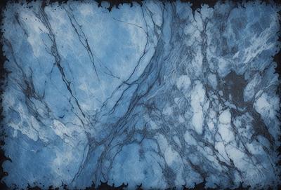 The primary subject of the image is a blue marble wall with a pattern of white veins. The setting is a room with a blue marble wall, and the visual style is a photo. The dominant colors are blue and white, creating a calm and serene atmosphere.