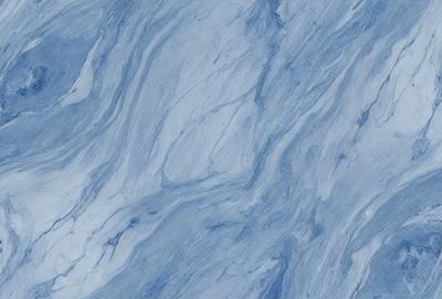 The primary subject of the image is a blue marble-like surface, which appears to be a patterned or textured material. The setting is a room with a blue-gray color scheme. The visual style is a close-up of the blue marble, showcasing its intricate patterns and textures. The colors and mood of the image are predominantly blue and gray, creating a calm and serene atmosphere.