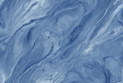 The primary subject of the image is a blue and white marbled surface, which appears to be a marble tile or a blue and white marble wall. The setting is indoors, likely in a room with a blue and white color scheme. The visual style is a close-up of the marbled surface, showcasing its intricate patterns and textures. The colors and mood of the image are predominantly blue and white, creating a calm and elegant atmosphere.