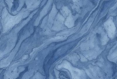 The primary subject of the image is a close-up of a blue marble surface, possibly a countertop or a wall. The setting is indoors, with the marble surface being the main focus of the image. The visual style appears to be a close-up photo of the marble surface, showcasing its texture and details. The colors in the image are predominantly blue, giving the scene a calm and serene atmosphere.