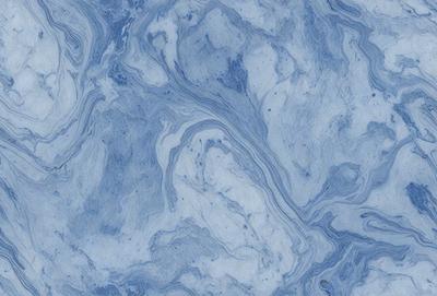 The primary subject of the image is a blue marble-like surface with a swirling pattern. The setting is a blue background, and the visual style appears to be a close-up of the marble pattern. The colors and mood of the image are predominantly blue, creating a calm and serene atmosphere.