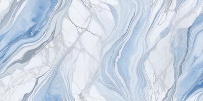 The primary subject of the image is a marble tile with a blue and white pattern. The setting is a bathroom, as indicated by the presence of the marble tile. The visual style is a close-up of the tile, showcasing its intricate design. The dominant colors are blue and white, creating a clean and elegant atmosphere.