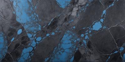 The primary subject of the image is a blue and black marble wall. The setting is a stone wall with a blue and black marble pattern. The visual style is a close-up of the marble wall, showcasing its unique texture and design. The colors and mood of the image are predominantly blue and black, creating a sense of depth and sophistication.