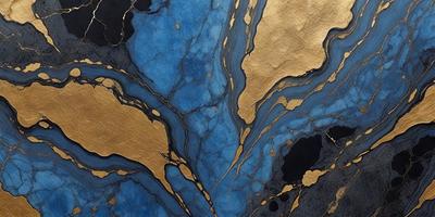 The primary subject of the image is a blue and gold marbled design, which appears to be a painting or a piece of art. The setting is a gold background, which complements the blue and gold colors of the marbled design. The visual style is a combination of painting and digital art, creating a unique and intricate pattern. The colors and mood of the image are predominantly blue and gold, giving it a luxurious and elegant appearance.