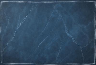 The primary subject of the image is a blue marble wall with a crack in it. The setting is a room with a blue surface, possibly a countertop or a wall. The visual style is a close-up of the marble wall, showcasing its texture and the crack. The colors and mood of the image are predominantly blue, giving it a calm and serene atmosphere.