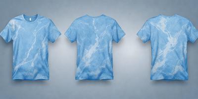 The primary subject of the image is a blue shirt with a design on it. The shirt is displayed on a blue background, giving it a clean and modern appearance. The visual style of the image is a digital art, as it is a close-up of the shirt with a detailed design. The colors and mood of the image are predominantly blue, creating a calm and soothing atmosphere.
