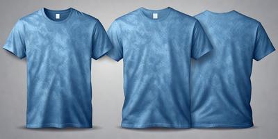 The primary subject of the image is a blue shirt. The shirt is displayed in two different positions, one on the left side and the other on the right side of the image. The setting is a white background, which provides a clean and uncluttered appearance. The visual style is digital art, as the shirt is depicted in a computer-generated manner. The colors and mood of the image are predominantly blue, giving it a calm and soothing atmosphere.