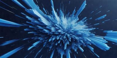 The primary subject of the image is a blue, swirling, and dynamic explosion. The setting is a dark background, which contrasts with the bright blue color of the explosion. The visual style is a digital art or illustration, as the explosion appears to be a digital creation. The colors and mood of the image are predominantly blue, creating a sense of energy and movement.