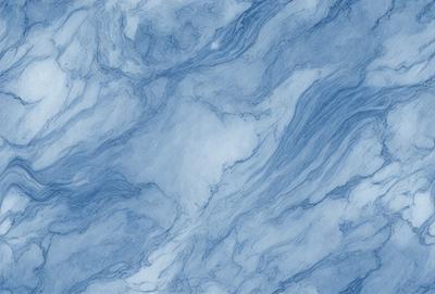 The primary subject of the image is a blue marble tile with a pattern of waves. The setting is a bathroom, and the visual style is a photo. The dominant colors are blue and white, creating a calm and soothing atmosphere.