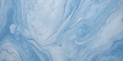 The primary subject of the image is a blue and white marbled tile. The setting is a bathroom, as indicated by the presence of the marbled tile. The visual style is a close-up of the tile, showcasing its intricate design. The dominant colors are blue and white, creating a calm and soothing atmosphere.