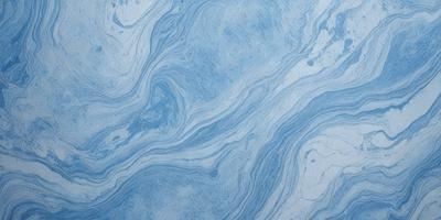 The primary subject of the image is a blue and white marbled surface, which appears to be a wall or a piece of art. The setting is a room with a blue and white marbled wall, and the visual style is a close-up of the marbled surface. The colors and mood of the image are predominantly blue and white, creating a calm and serene atmosphere.