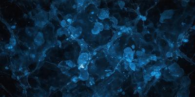 The primary subject of the image is a blue, swirling, and somewhat chaotic pattern. The setting is a dark background, which contrasts with the blue pattern. The visual style appears to be a digital art or illustration, as the pattern is intricate and detailed. The colors and mood of the image are predominantly blue, creating a sense of calmness and tranquility.