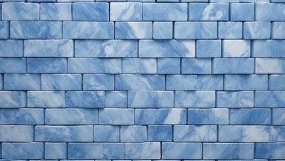 The primary subject of the image is a blue brick wall. The setting is a brick wall, and the visual style is a photo. The dominant colors are blue and white, creating a calm and soothing atmosphere.